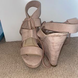 Dusty rose Fashion Nova wedges
